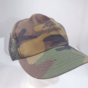 Vintage Georgia Pacific Paper hat Camo Trucker Cap mesh back camouflage USA